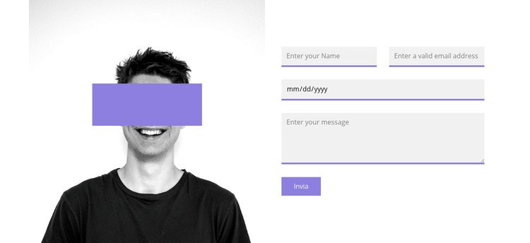 Foto e modulo di contatto Un modello di pagina
