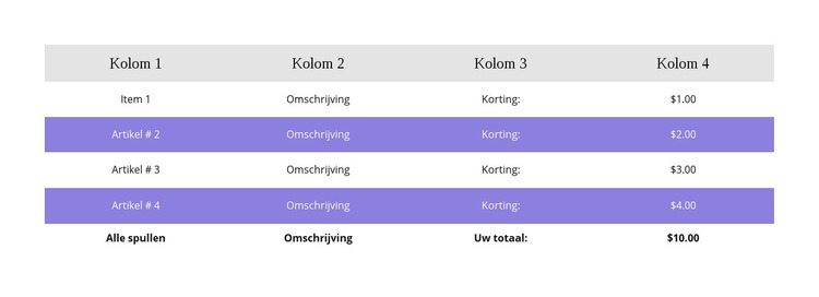 Kleurrijke tafel Website ontwerp