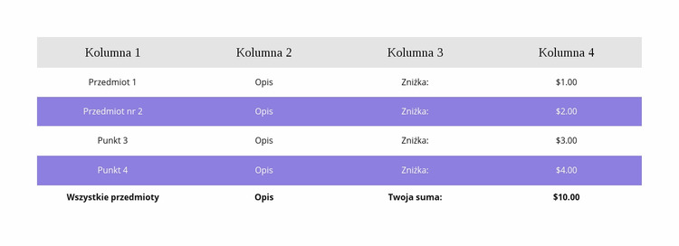 Kolorowy stół Szablon Joomla