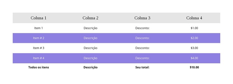 Mesa colorida Template CSS