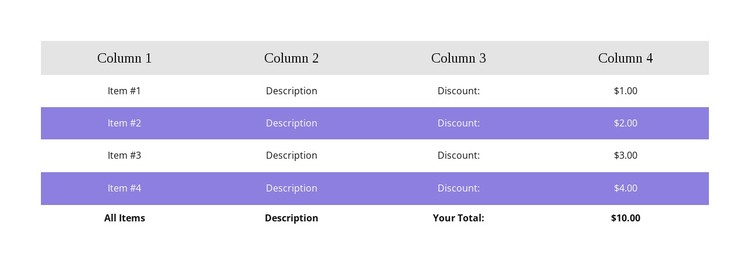 Colorful table Static Site Generator