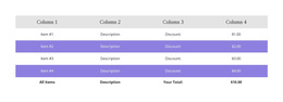 Table Example Color Simple Colorful table - Template by Nicepage