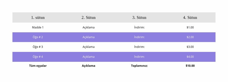 Renkli masa Açılış sayfası