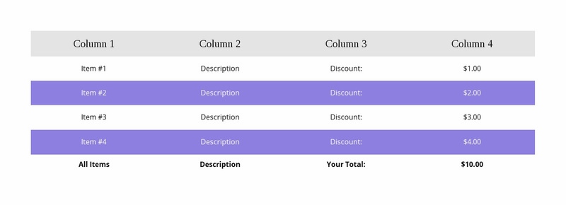 Colorful table Webflow Template Alternative