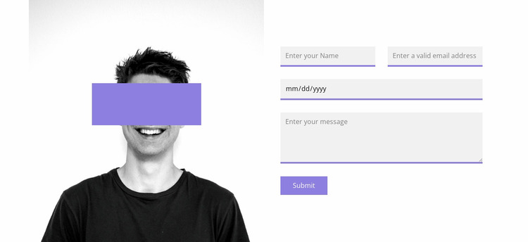 Photo and contact form Website Mockup