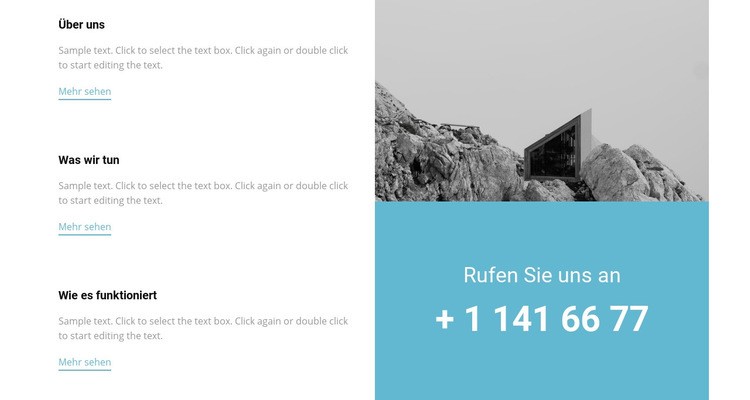 Unsere Funktionen und Telefon Landing Page