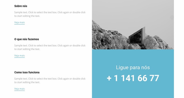 Nossos recursos e telefone Landing Page