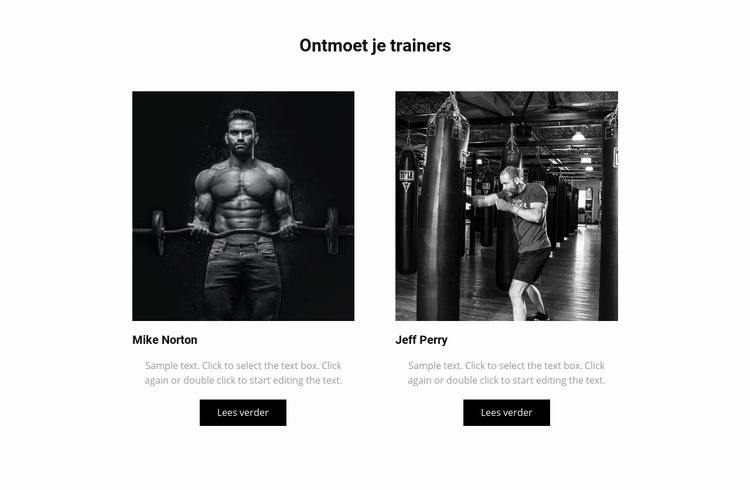 Ontmoet je trainers Website mockup