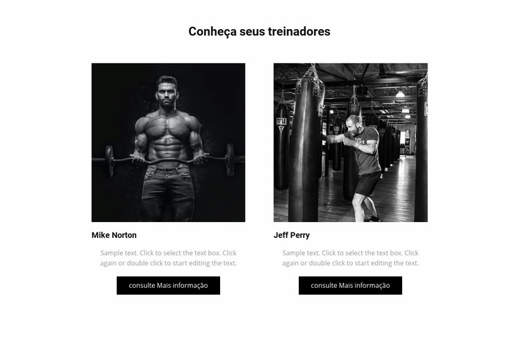 Conheça seus treinadores Design do site