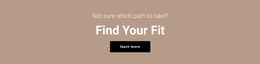 Find Your Fit - Functionality Landing Page