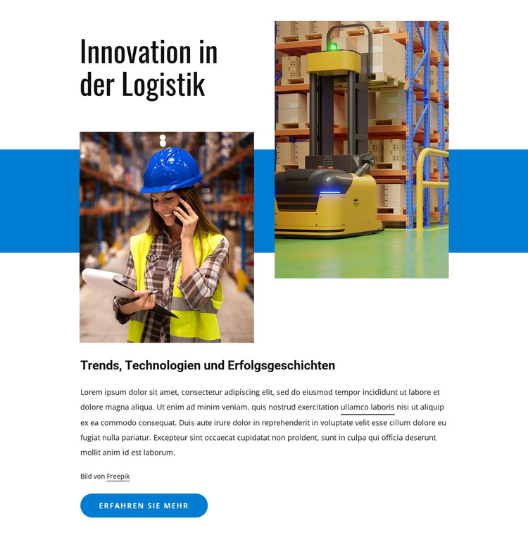 Innovationen in der Logistik Website-Vorlage