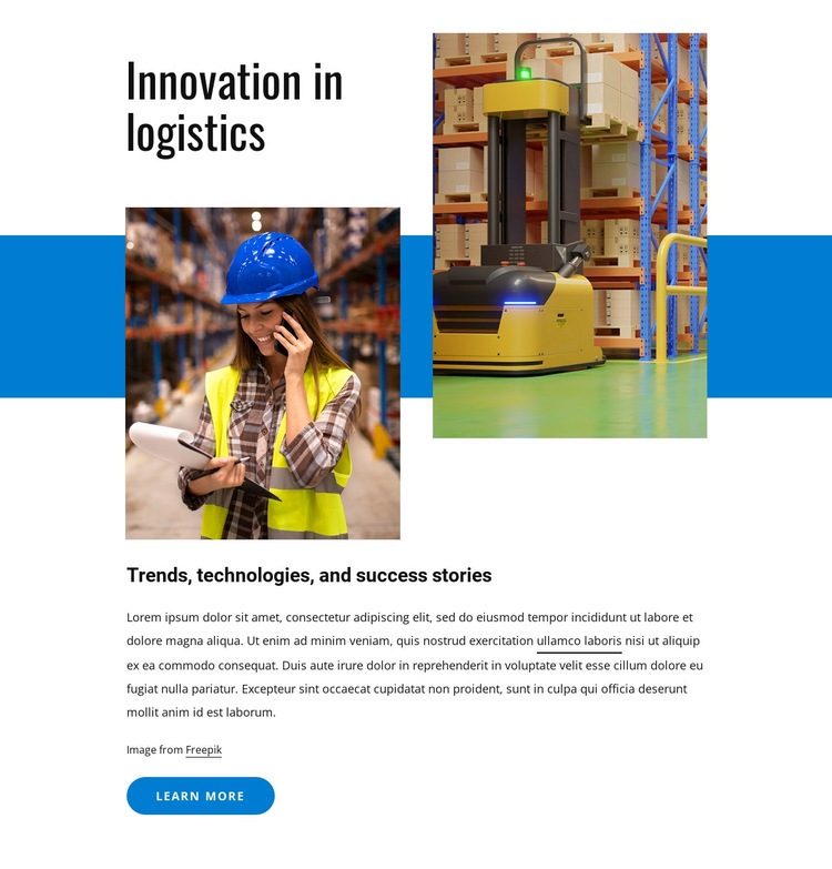 Innovations in logistics Homepage Design