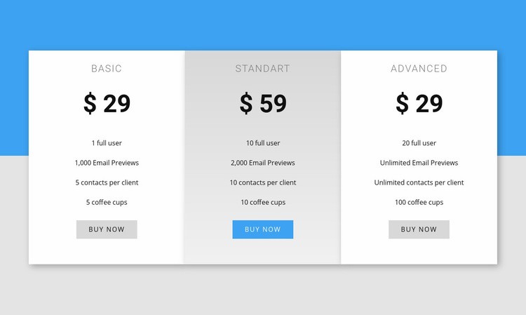 Our pricing Elementor Template Alternative