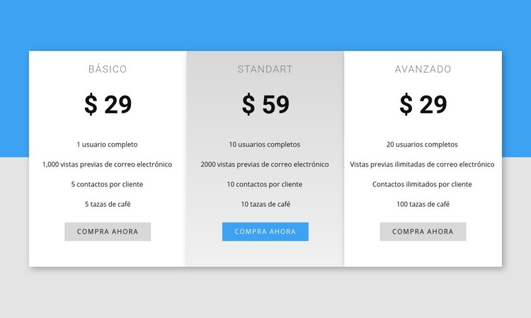 Nuestro precio Plantilla HTML5