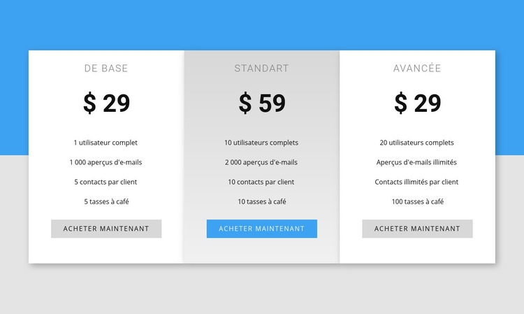 Notre tarification Conception de site Web