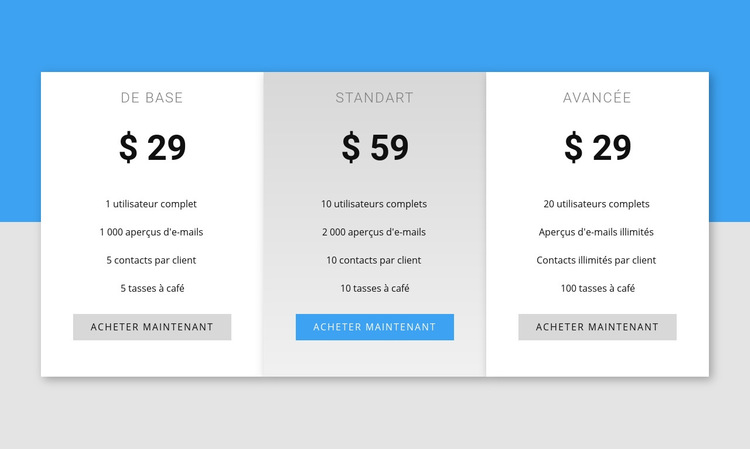 Notre tarification Modèle de site Web