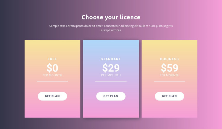 Choose licence Homepage Design