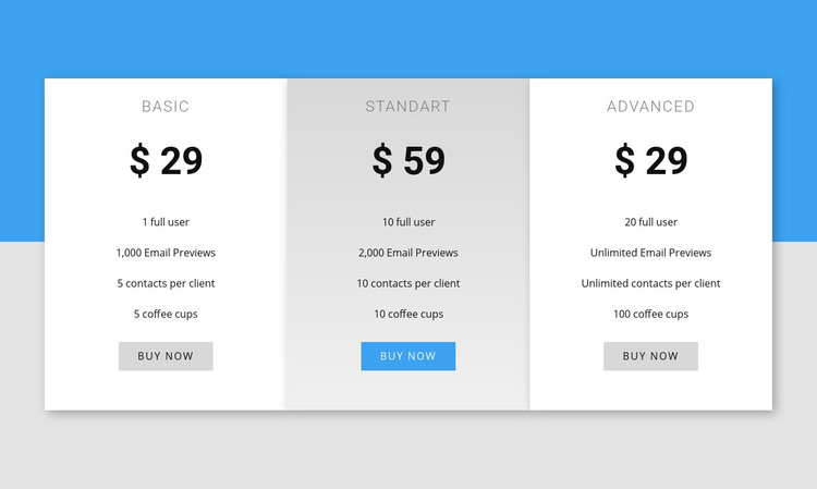 Our pricing Homepage Design