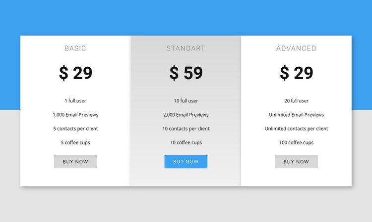 Our pricing Html Code Example