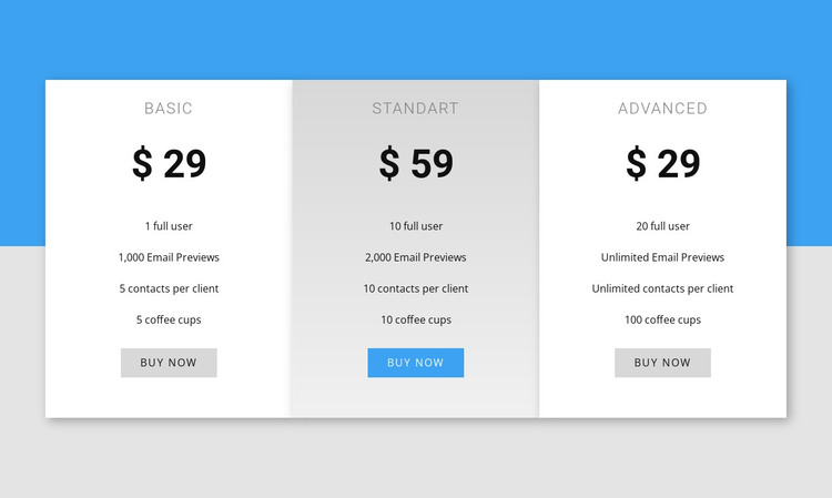 Our pricing HTML Template