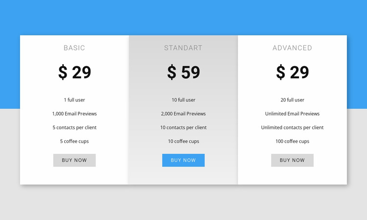Our pricing Html Website Builder