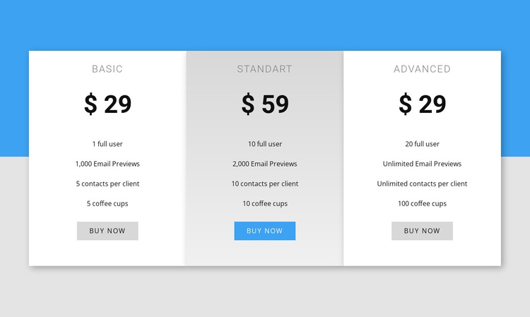 Our pricing HTML5 Template