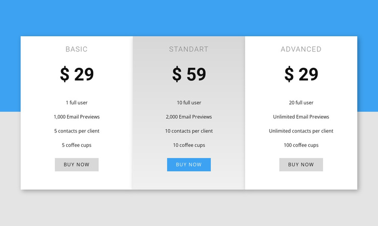 Our pricing Joomla Page Builder