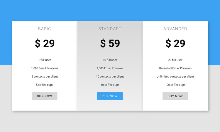 Our pricing Joomla Template