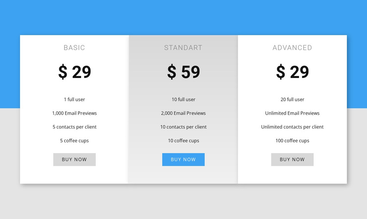 Our pricing Template