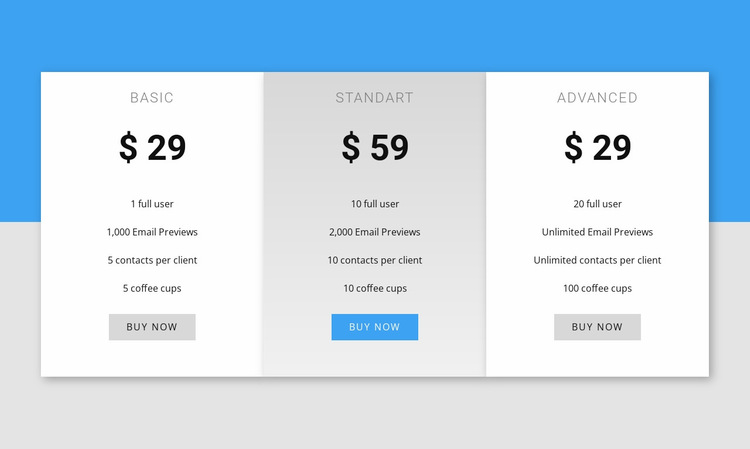 Our pricing Website Builder Templates