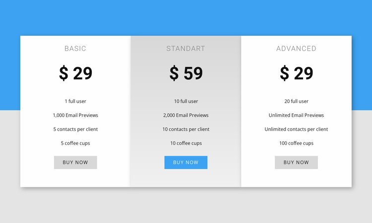 Our pricing Website Template
