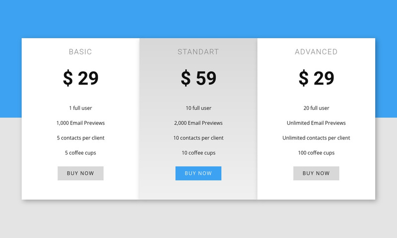 Our pricing Wix Template Alternative