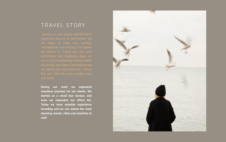 Traveler stories One Page Template