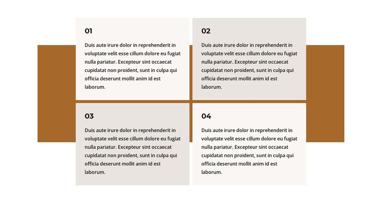 Vier Texte auf einem Rechteck Website-Modell