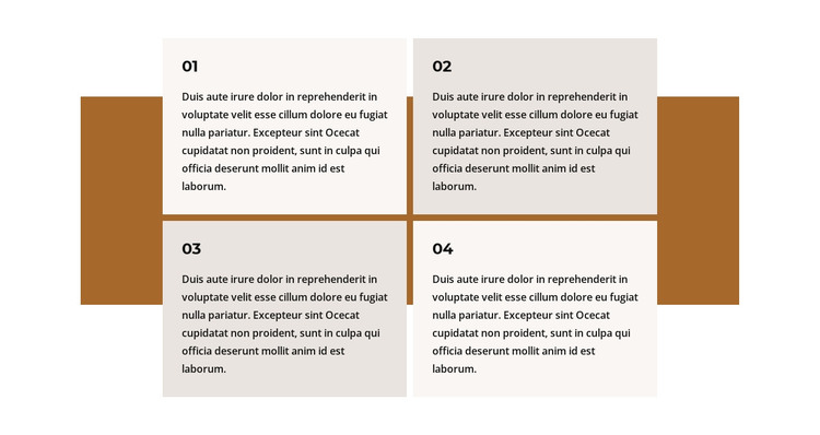 Cuatro textos en un rectángulo. Plantilla HTML