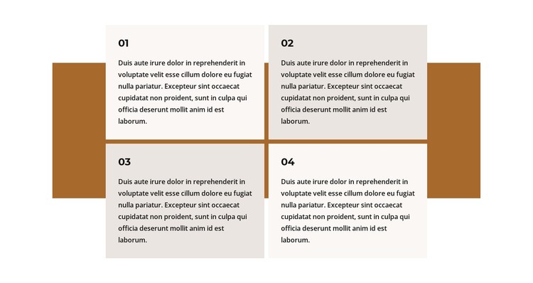 Quatre textes sur un rectangle Modèle CSS