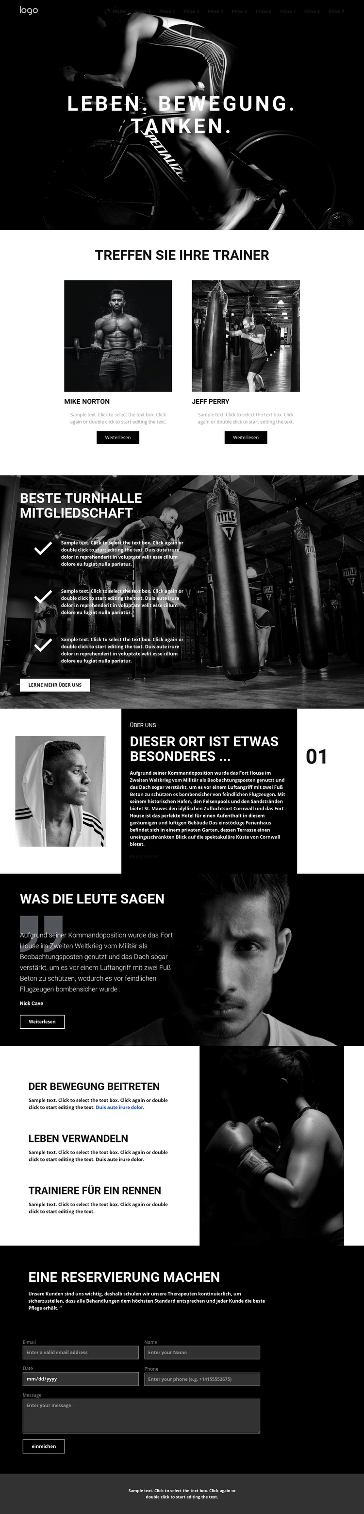 Tanken Sie im Fitnessstudio HTML Website Builder