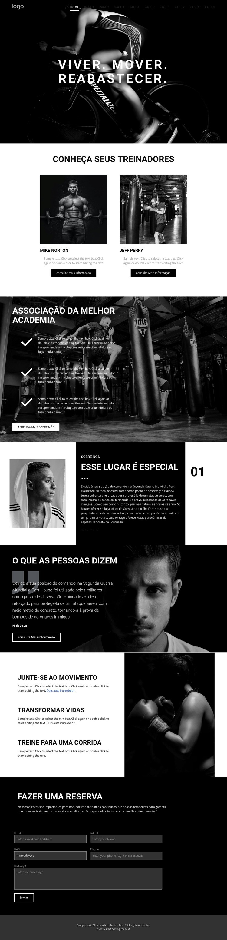 Reabasteça na academia Design do site