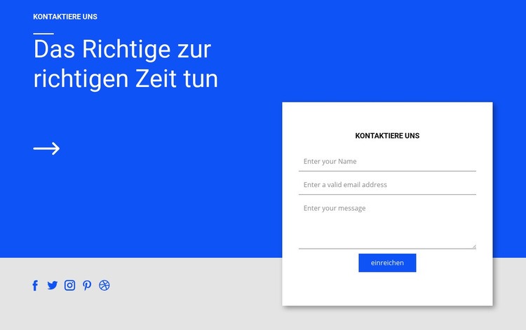 Sozialer Kontakt und Form Landing Page