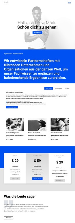 Homepage-Abschnitte Für Service-Powering-Geschäft