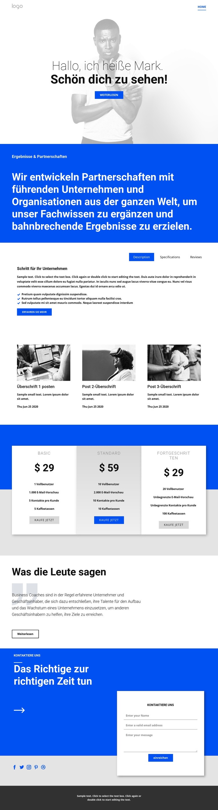 Service-Powering-Geschäft Landing Page