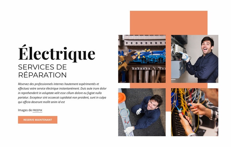 Services de réparation électrique Maquette de site Web