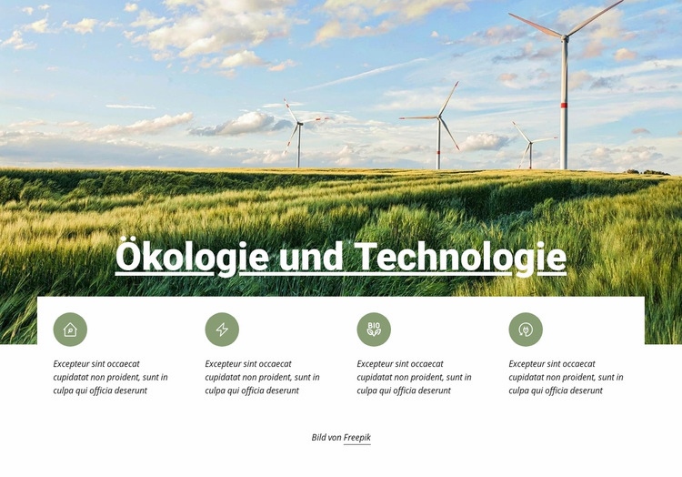 Ökologie und Technologie Website-Modell