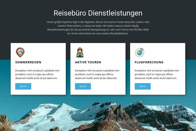 Reisebüro Dienstleistungen Website design