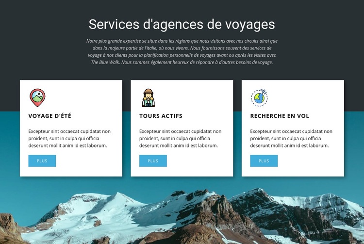 Services d'agences de voyages Créateur de site Web HTML