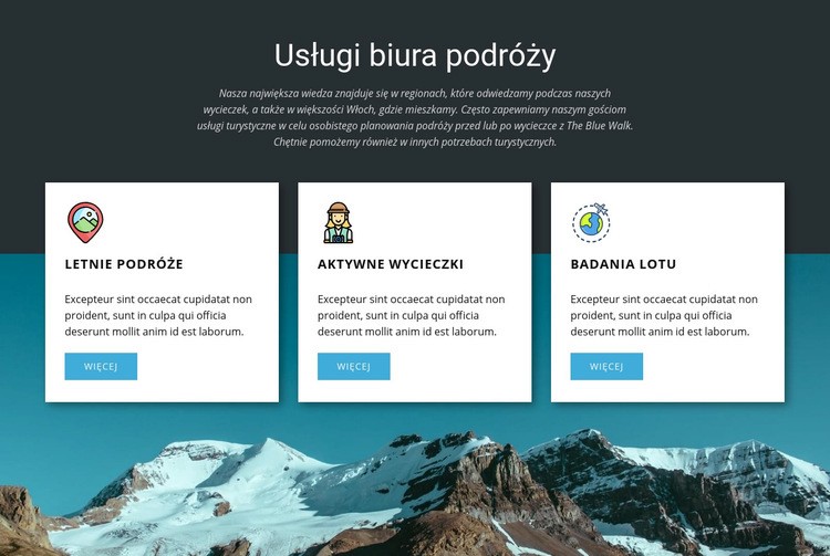 Usługi biura podróży Makieta strony internetowej