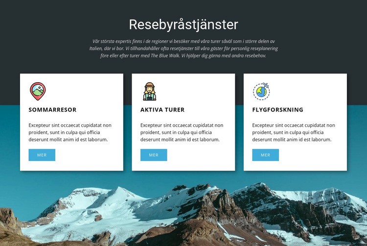 Resebyråstjänster Hemsidedesign