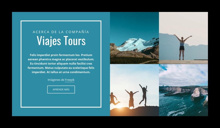 Viajes Tours Maqueta de sitio web