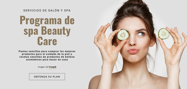 Programa de spa Beauty Care Maqueta de sitio web