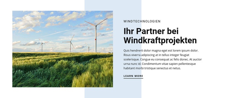Windkrafttechnologien HTML5-Vorlage